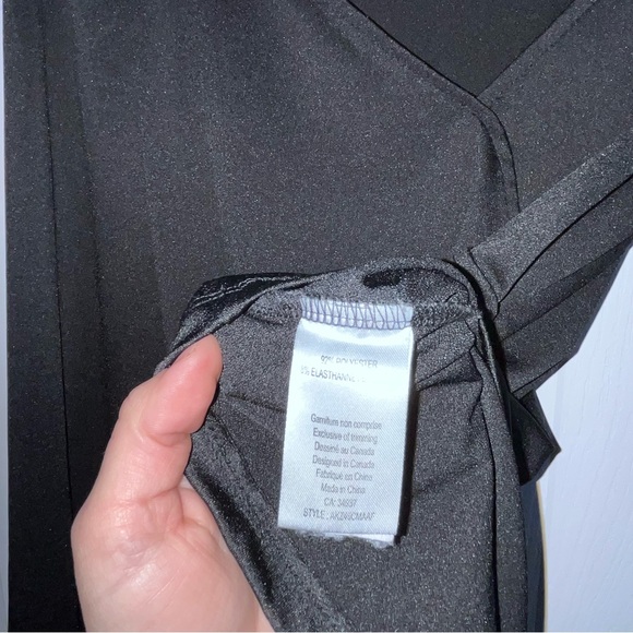 AKA Top blouse black Women Medium long sleeve shirt chic v neck cocktail sexy - Picture 5 of 6